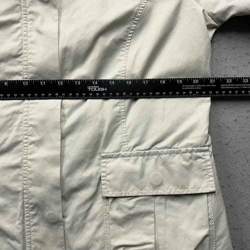 Tommy Hilfiger Womens XL Beige Cotton Blend Full Zip Utility Jacket Cargo Pocket